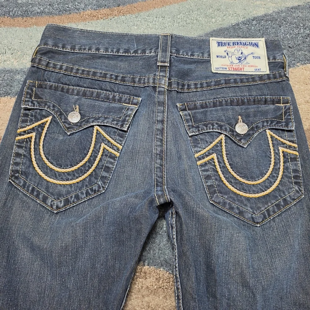 True Religion Ricky Straight Jeans Mens 32 Made in USA Flap Pocket Denim
